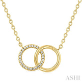 1/10 Ctw Interlocked Circle Single Cut Diamond Fashion Petite Pendant With Chain in 10K Yellow Gold